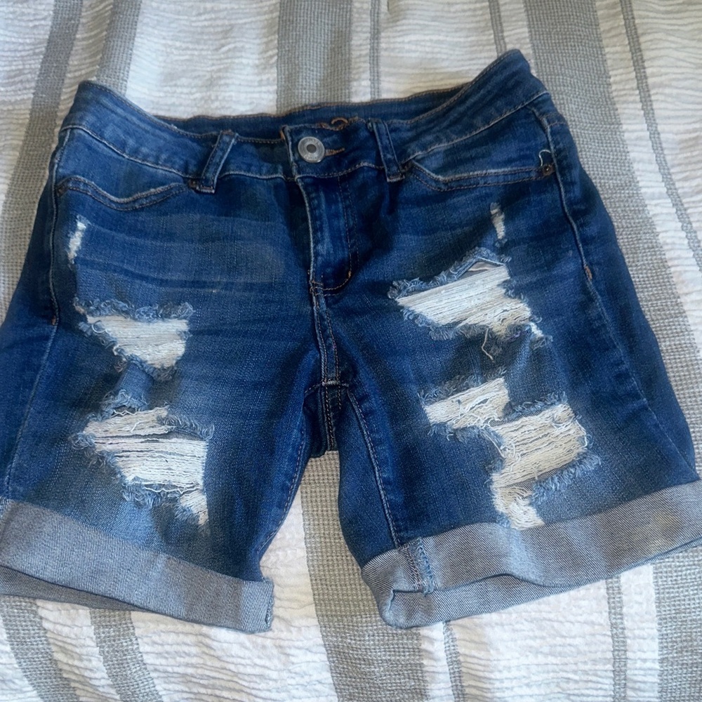 Rue21 Dark Blue Distressed Jean Shorts